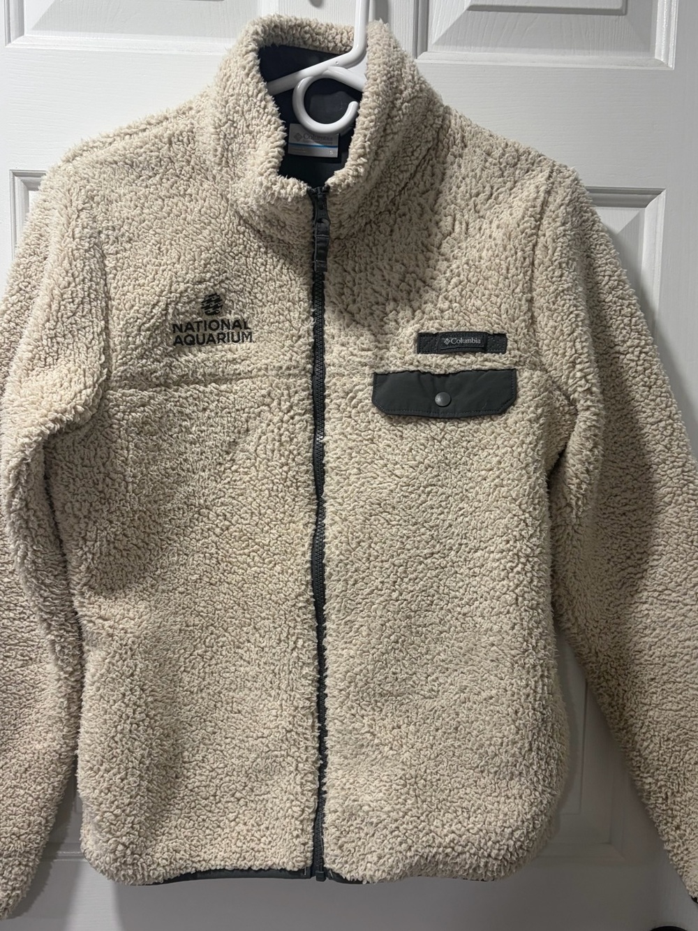 Columbia Beige Sherpa Jacket with Black Trim - Size S
